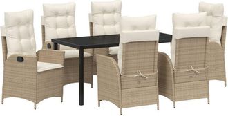 vidaXL Garden Dining Set 7 pcs Beige Poly Rattan Vidaxl