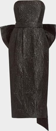 Mestiza New York Lorena Strapless Jacquard Bow Belt Midi Dress