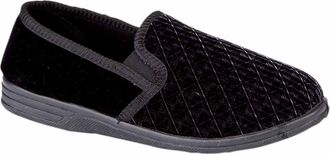 Generic Mens Extra Large Twin Gusset Black Check, Black Striped Slip On Slippers 12/13/14/15/16 8 UK