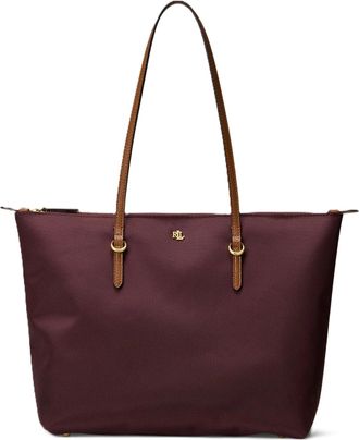 Ralph Lauren Deep Burgundy Leather Handle Tote Bag
