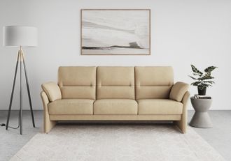 Domo Collection 3-Sitzer »Pina, schmale Armlehnen, mit Federkern, kompakt & elegant« Hoher Sitzkomfort, Feinstruktur, beige, Breite 219 cm