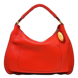 Fendi Selleria Tote Leather Red Leather Handbag (Pre-Owned)