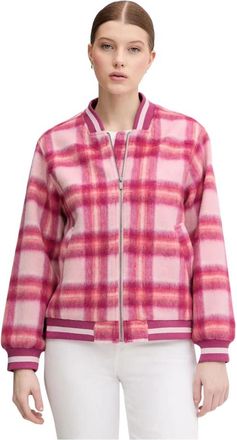 Benetton Checked Zip Jacket - Dames - Bomber jackets - Roze - XS - Wol - Jassen