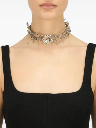 Blumarine Choker met bloem - Grijs