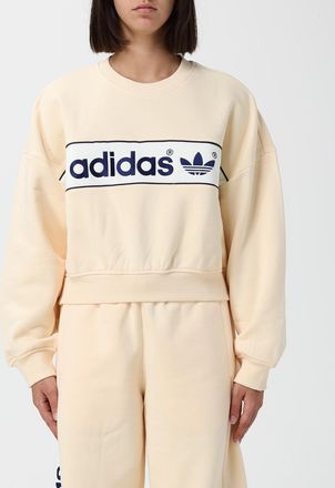 adidas Felpa girocollo in misto cotone relaxed fit con logo a contrasto