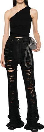 Rick Owens Black One Shoulder Top