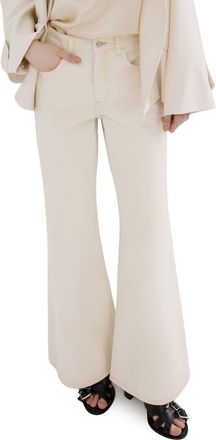 Mango Mid Rise Flare Jeans in Ecru at Nordstrom, Size 10