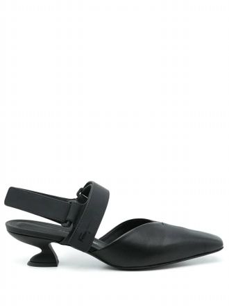 Ferragamo Womens Square-Toe Pumps In Black