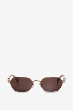 Gucci Ovale ros&eacute;goldene Metallsonnenbrille GG