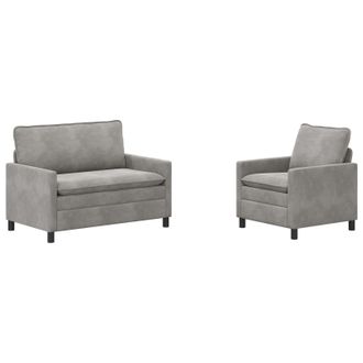 vidaXL Juego De Sof&aacute; 2 Uds. Gris Claro Terciopelo Vidaxl
