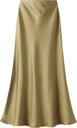 Generic Womens Satin High Waist Skirt,Womens Satin Silk Midi Skirt Summer Casual Sexy Midi Length Elastic Skirt (Yellow,L)