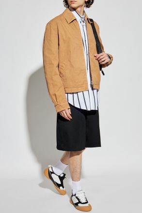 Alexander McQueen Cotton Jacket With Logo Patch, Mens, Beige