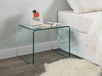 Vente-Unique Curved Tempered Glass Bedside Table - SUZANA in Clear