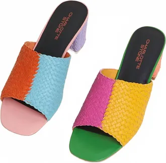 Charlotte Stone Womens Lenu Woven Block Heel Mule Sandal In Kortman