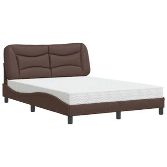 vidaXL Vidaxl - Cama Con Colch&oacute;n Cuero Sint&eacute;tico Marr&oacute;n 140x200 Cm