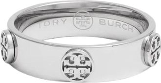 Tory Burch Dunne Band Dubbele-T Logo Oorbellen - unisex - Ringen - Grijs - 45 MM - Accessoires