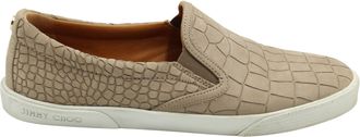 Jimmy Choo London Croc-embossed Slip-on Sneakers in Nude Leather