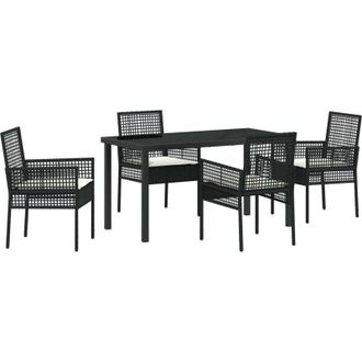 vidaXL Conjunto De Comedor De Jard&iacute;n Con Coj&iacute;n 5 Pcs Negro Polirat&aacute;n Vidaxl