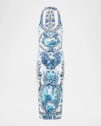 Camilla The Porcelain Parlor Print Jersey Halter Dress