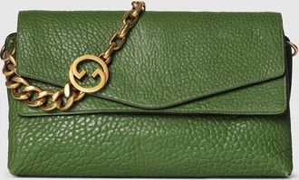 Gucci Large Shoulder Bag With Chain, Green, Leather