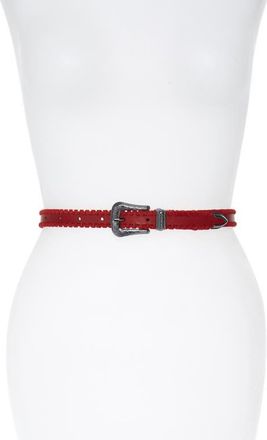 Rebecca Minkoff Whipstitch Leather Belt in Scarlett at Nordstrom, Size Small