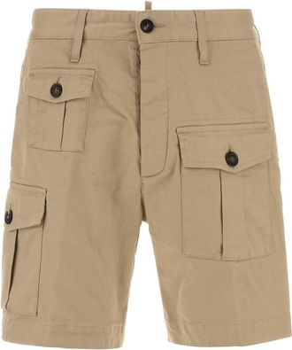 Dsquared2 Cappuccino Stretch Cotton Sexy Cargo Bermuda Shorts