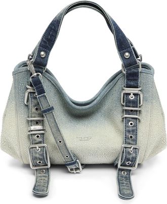 Diesel D-One-Small top-handle bag in crystal solarised denim - Handbags - Woman - Blue