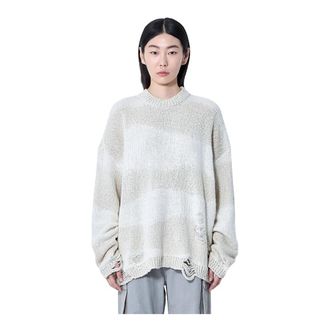 Our Legacy Distressed Crewneck Sweater - Dames - Ronde hals truien - Wit - S - Katoen - Truien & Vesten
