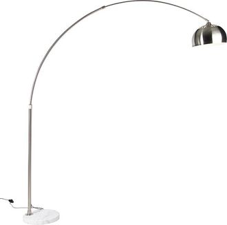 QAZQA Moderno L&aacute;mpara De Pie De Arco De Acero Con Base De M&aacute;rmol Blanco Y Pantalla De Acero - Arc Xxl M&aacute;rmol /acero Alargada Adecuado Para Led Max. 1 X 60 W