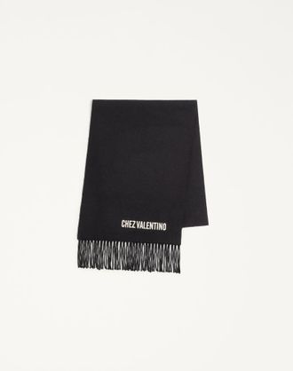 Valentino Garavani Valentino Wool Scarf with Chez Valentino Embroidery