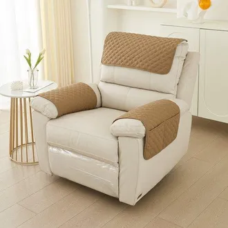 OEM Funda De 3 Piezas Para Reposabrazos De Sof&aacute;, Antideslizante, Sof&aacute; (chaise Longue De 1 Plaza, Juego De 3 Piezas), Textura A Cuadros, Blanco Roto