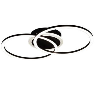 Reality Reality Leuchten - Venida Ceiling Light Led Doble Circulo Negro Mate Con Interruptor Central De Regulaci&oacute;n De La Intensidad De La Luz L.50cm R62783132