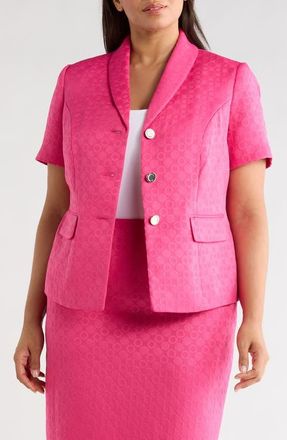Kasper Jacquard Three-Button Jacket in Pink Perfection at Nordstrom, Size 16W