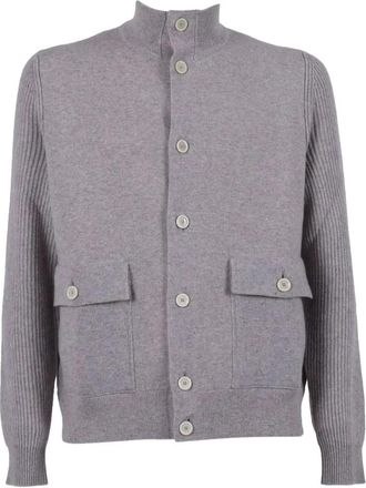 Lardini Dubbelgebreid Jack - Heren - Vesten - Grijs - XL - Truien & Vesten