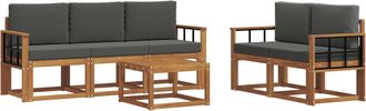 vidaXL Conjunto De Sof&aacute;s De Exterior 6 Uds. Natural Y Antracita Vidaxl