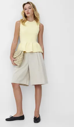 Icone Womens Pleated linen-blend Bermuda short