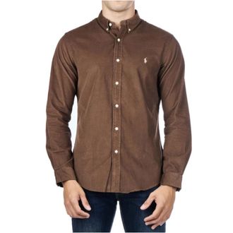 Polo Ralph Lauren Casual Shirts, male, Brown, Size: S Slim Corduroy Shirt