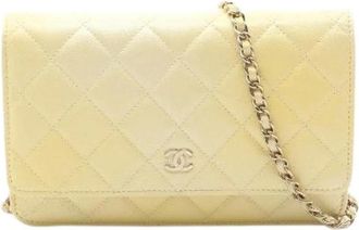 Chanel Pre-owned Matelasse Caviarskin Shoulder Bag - Dames - Pre-owned - Geel - Maat: ONE Size Leer