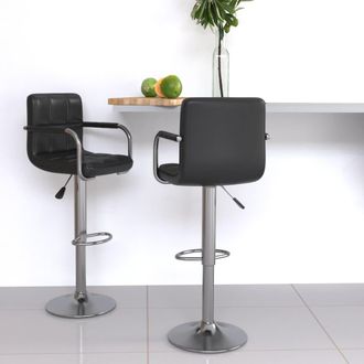 vidaXL Vidaxl - Taburetes De Cocina 2 Unidades Cuero Sint&eacute;tico Negro