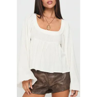 Princess Polly Benjie Long Sleeve Top in White at Nordstrom, Size 12