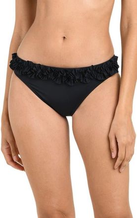La Blanca Island Goddess Ruffle Bikini Bottoms in Black at Nordstrom, Size 10