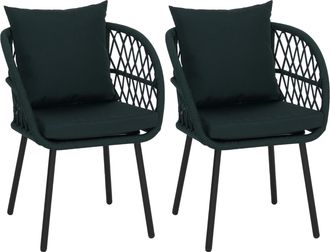 Hhg [nunca Usado] Juego De 2 Sillas De Jard&iacute;n Hhg-393, Sillones De Jard&iacute;n Con Reposabrazos, Estructura De Aluminio Con Trenzado De Cuerda Rope, Estructura