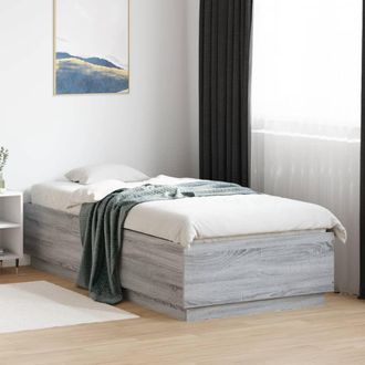 Berkfield Home Bed Frame with LED without Mattress Grey Sonoma 100x200 cm