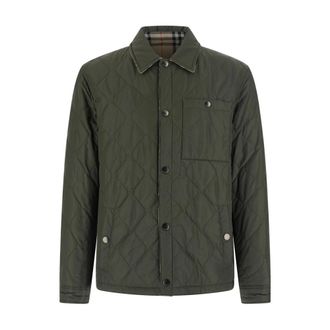 Burberry Omkeerbaar doorgestikt jack met ruitpatroon - Heren - Jassen - Groen - Maat: L Zijde