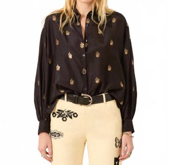 Alix of Bohemia Emery Shadow Bamboo Shirt In Black