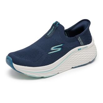 Skechers Womens Max Cushioning Elite 2.0 Eternal Hands Free Slip-ins Sneaker, Navy Textile/Blue Trim, 6 UK