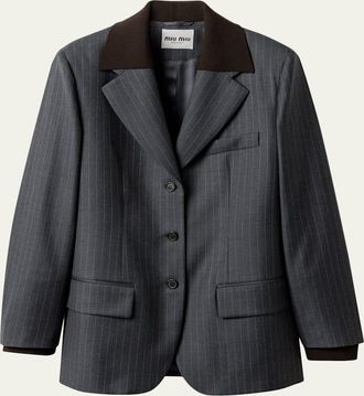 Miu Miu Pinstripe Single-Breasted Blazer Jacket