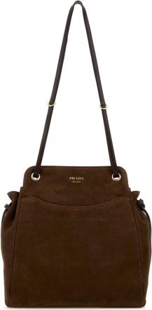 Prada Brow Suede Medium Prada Carry Bucket Bag