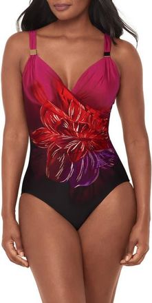 Miraclesuit Petali Rosa Siren Print One-Piece Swimsuit in Black/multi at Nordstrom, Size 10