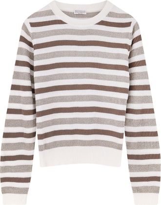 Brunello Cucinelli Sparkling Stripes Cotton Sweater